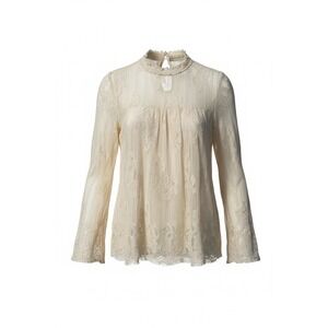 Altar'd State Cream Floral Lace High Neck Long Sleeve Blouse Size M Ivory Boho